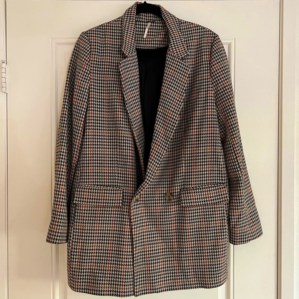 Free People Oversized Plaid Blazer